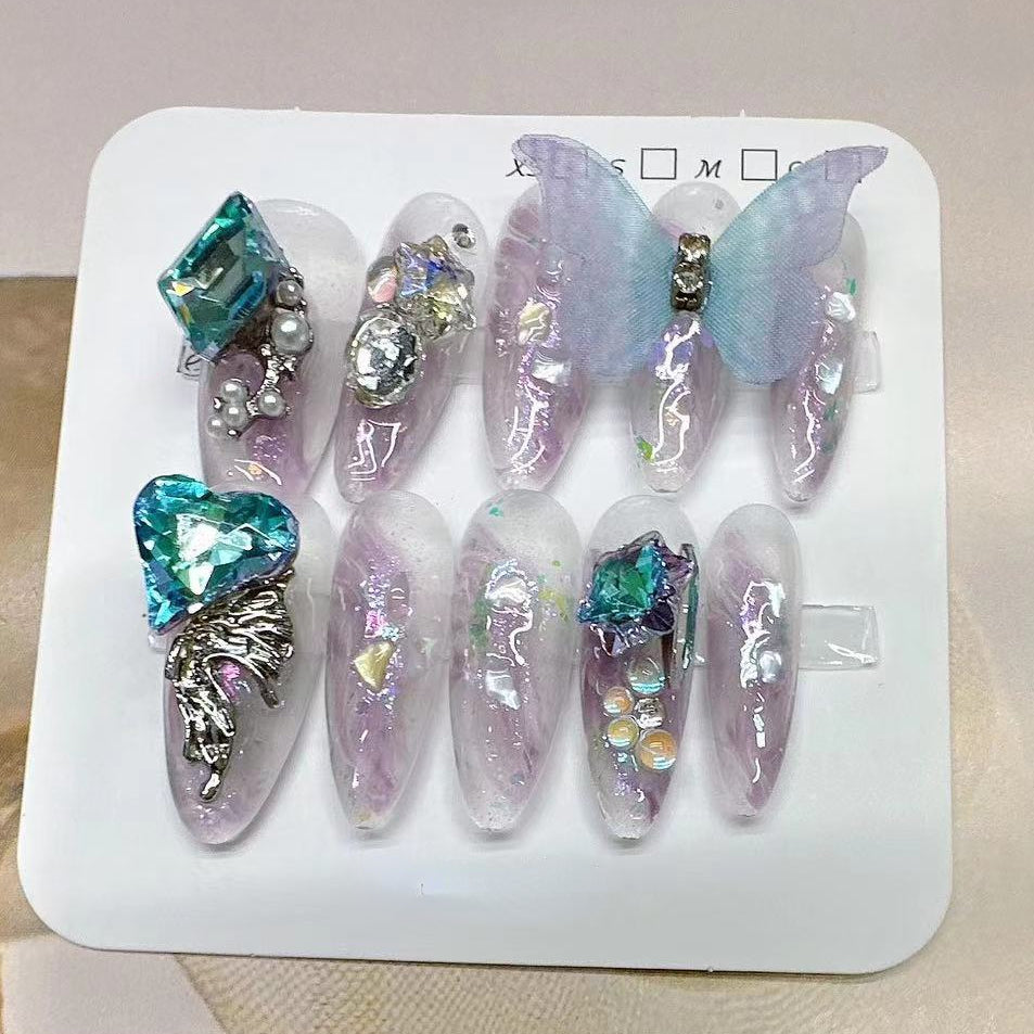 Purple Smudges Butterfly Press on Nail