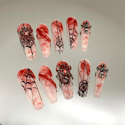 Bloody Spider Chrome Heart Press on Nail