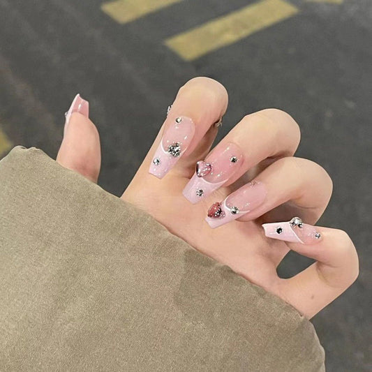Pink Cute French Press on Nail