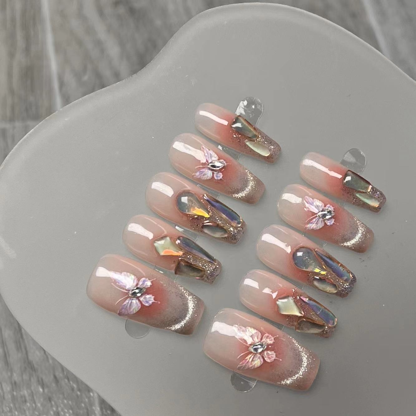 Ice Crystal Butterfly Press on Nail