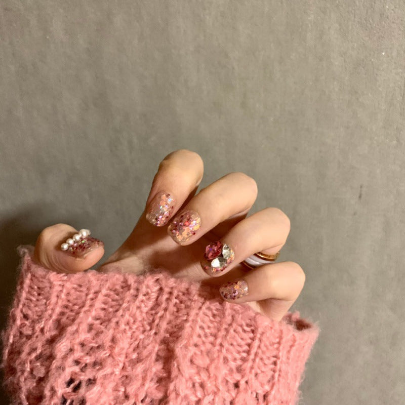French Pink Pearls Press on Nail
