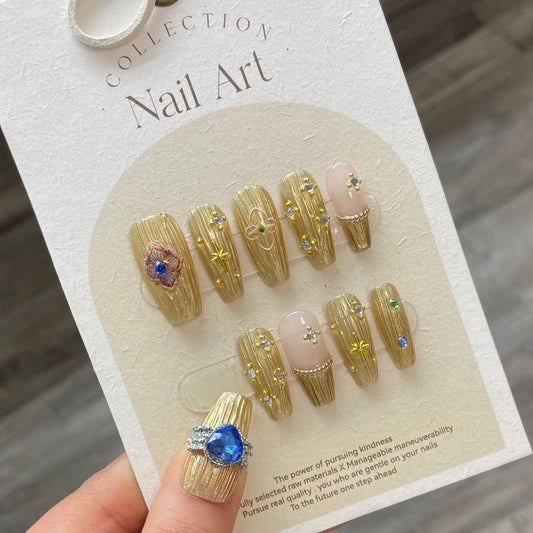 Golden Buccellati Relief Press on Nail