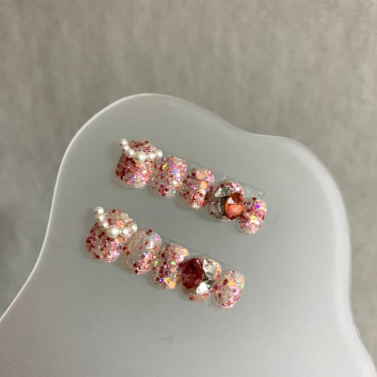 French Pink Pearls Press on Nail