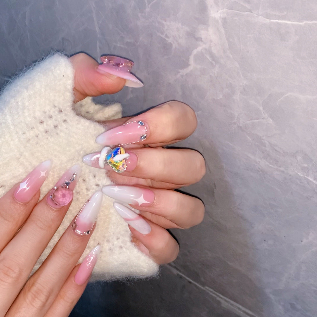 Pink Snake Around The Heart Press on Nail