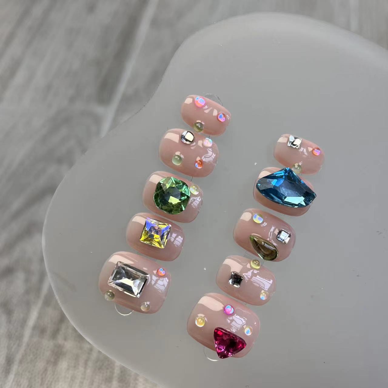 Beaded Color Press on Nail