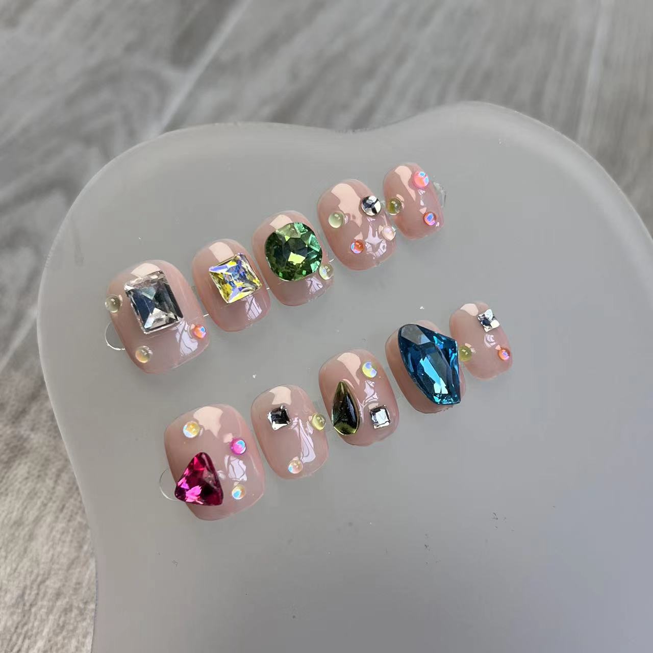 Beaded Color Press on Nail