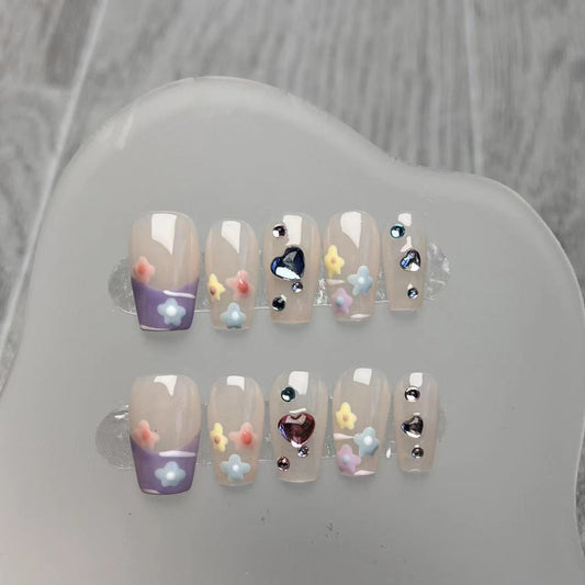 Flower Rainbow Party Press on Nail