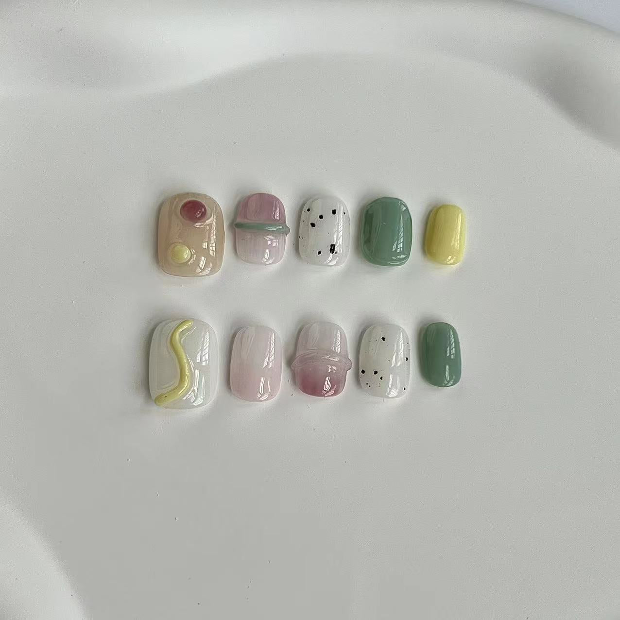 Summer Gradient Halo Dyeing Press on Nail