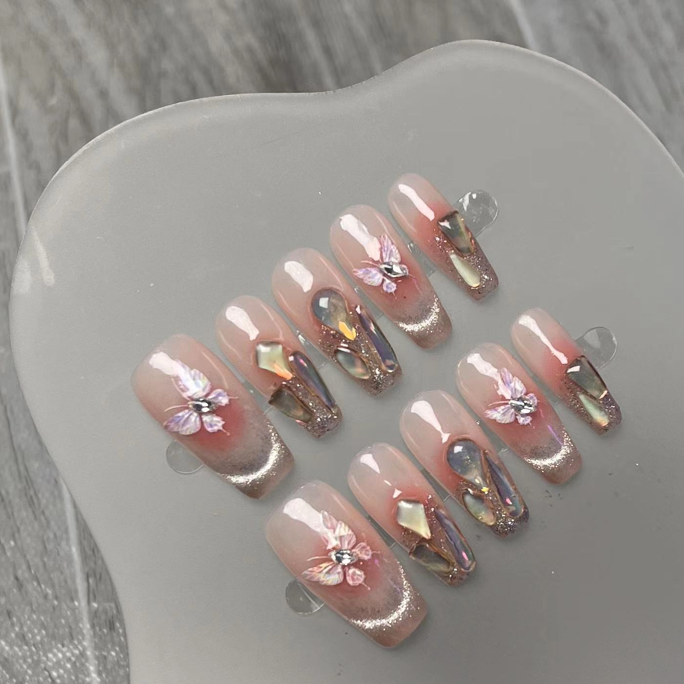 Ice Crystal Butterfly Press on Nail