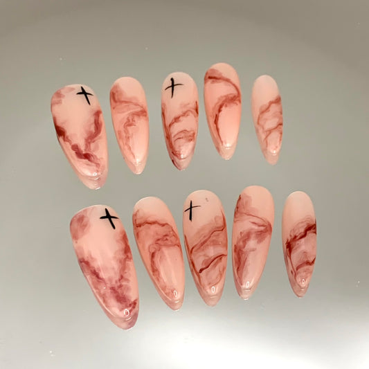 Red Halo Dyeing Press on Nail