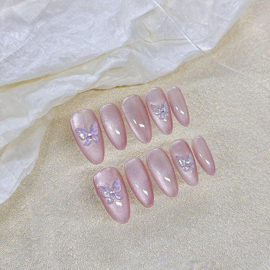 Ice Crystal Butterflies Press on Nail