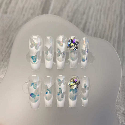 Frost White Butterfly Press on Nail - Laura MarlaPress on Nail