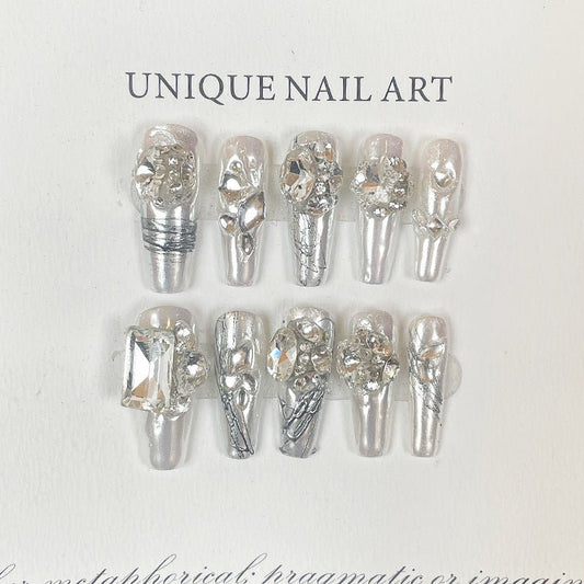 LOVEME Pure Desire White Luxury K9 Flash Diamond Bride Manicure Patch - Laura MarlaPress-on Nail