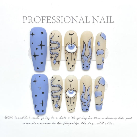 Snake Blue Frosted Monster Eyes Press on Nail - Laura MarlaPress on Nail