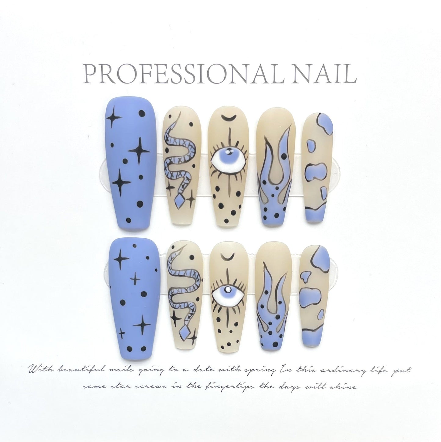 Snake Blue Frosted Monster Eyes Press on Nail - Laura MarlaPress on Nail